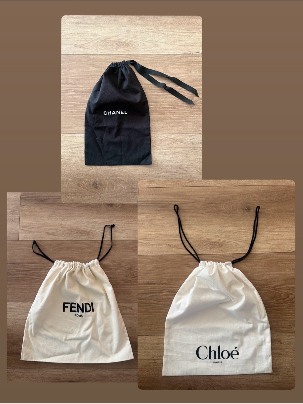 CHANEL, CHLOE, FENDI DRAWSTRING DUSTBAGS